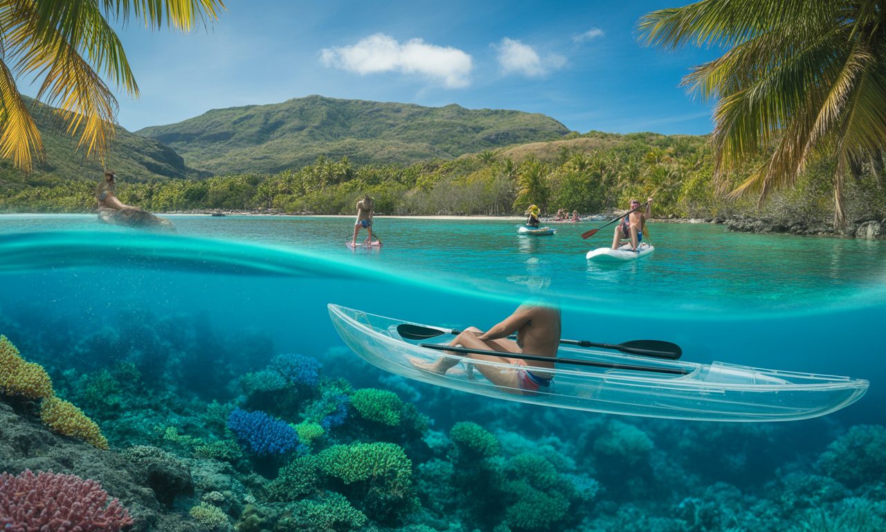 découvrez les eaux cristallines du lagon de la réunion à saint-gilles : kayak transparent, snorkeling et activités nautiques pour tous. vivez une expérience unique dans un cadre paradisiaque !