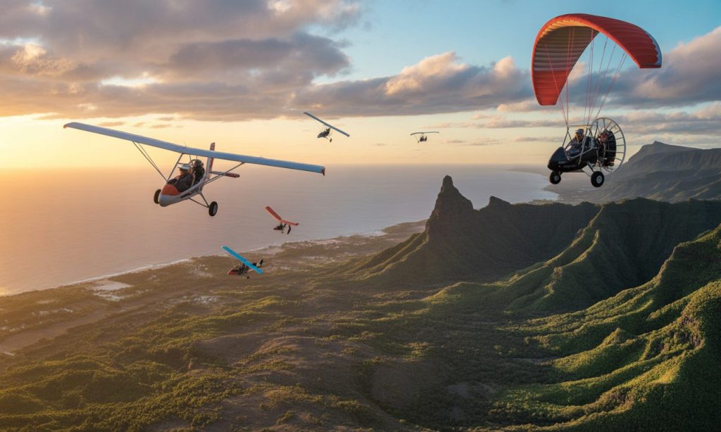 découvrez les sensations uniques du vol en ulm et en paramoteur à la réunion avec airsports réunion. profitez d’une vue exceptionnelle sur l’île, accompagné par des instructeurs certifiés. réservez votre aventure aérienne dès maintenant !