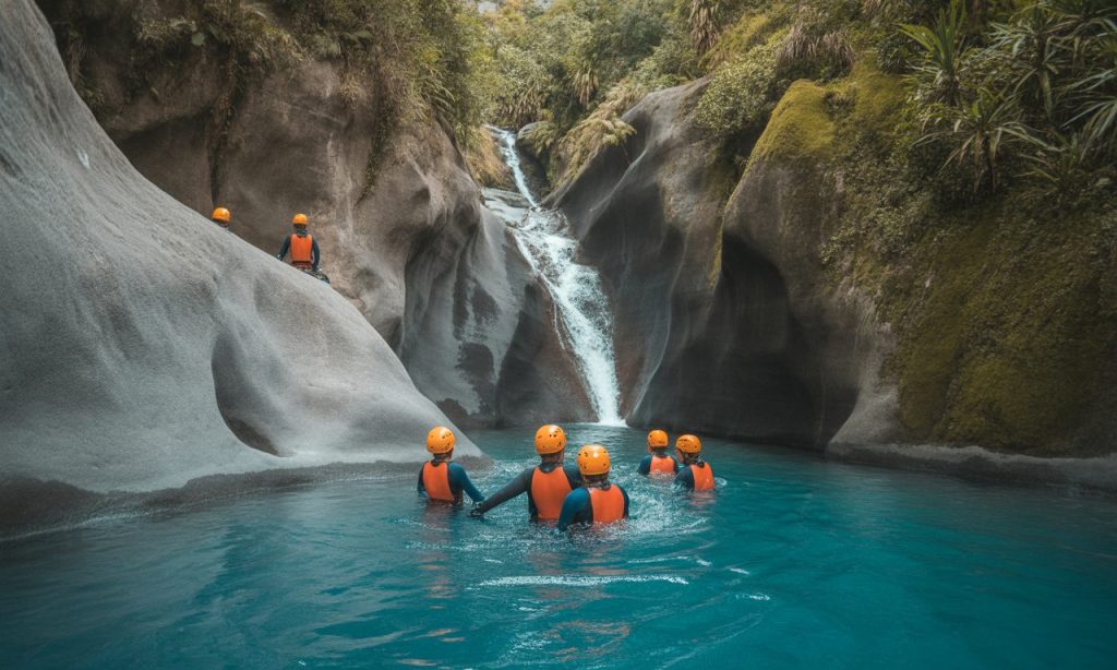 découvrez l’aventure canyoning au trou blanc à salazie, réunion avec canyon attitude : sensations fortes, paysages époustouflants et sécurité garantie pour tous les niveaux. réservez votre expérience unique dès aujourd’hui !