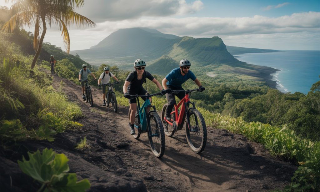 découvrez les randonnées en vttae au maïdo avec réunion mountain bike : circuits adaptés à tous les niveaux, paysages à couper le souffle et sensations garanties sur les plus beaux sentiers de la réunion.